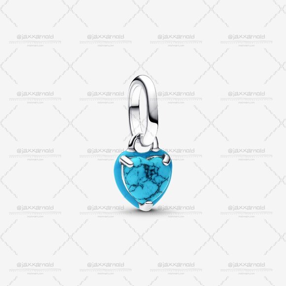 Pandora Turquoise-coloured Heart Mini Dangle Charm - Picture 1 of 6